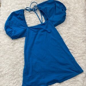 Zara Blue Puff Sleeve babydoll Dress